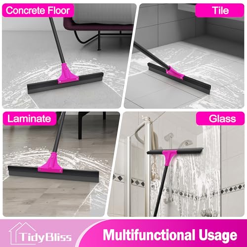 TidyBliss 18” Wide Floor Squeegee Broom Heavy Duty with 58.3” Long Handle