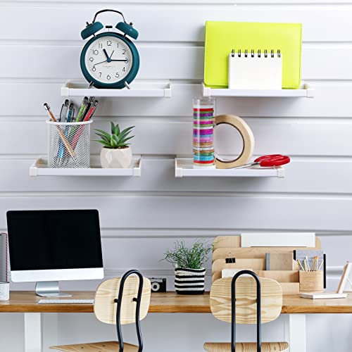 Maitys 4 Pack Slatwall Shelves with Fence, White, 8 x 4.3 Inch - size: 8 x 4.3 Inch