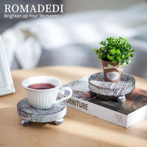 Romadedi Whitewashed Wood Riser, Pillar Candle Holder, 4.7 in, 4 Packs - color: Whitewashed, size: 4 PCS