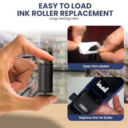 Perco Ink Roll for Perco Pro (1 and 2 Line) Price and Date Guns - Pack of 4 Replacement Inkers - Easy to Load, Premium, Clear & Bold Prints - Made in USA - size: 4 Pack