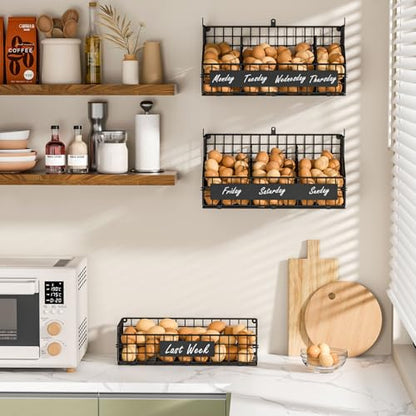 Egg Holder Countertop with 5 Dividers & DIY Nameplate to Separate Eggs - color: Black, size: 3-Tier X-Large
