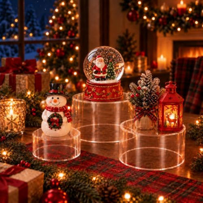 Jerify 6 Pcs Acrylic Riser Display Stands 5.91" 5.12" 3.54", Clear Round - color: clear, style: Round