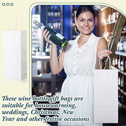Yexiya Paper Wine Bags Bulk with Handle, 6 x 3 x 13 Inch, White, 100 Pcs - color: White, size: 6 x 3 x 13 Inches