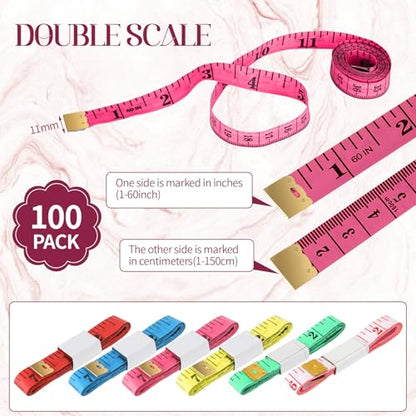 Macarrie 100 Pcs Soft Tape Measure Bulk Double Scale 150 Cm/ 60 Inch