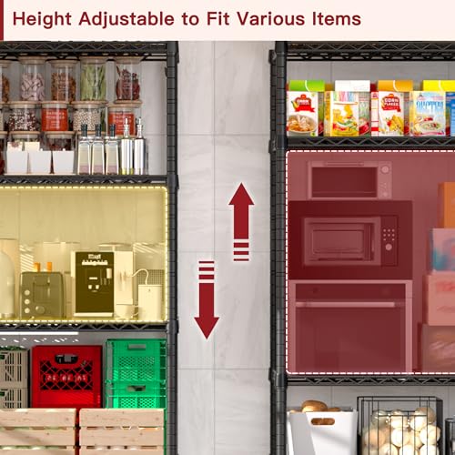 PrimeZone 74" H Wire Shelving 1250lbs 5 Tier Storage Shelves with Wheels - size: 36" W x 14" D x 74" H