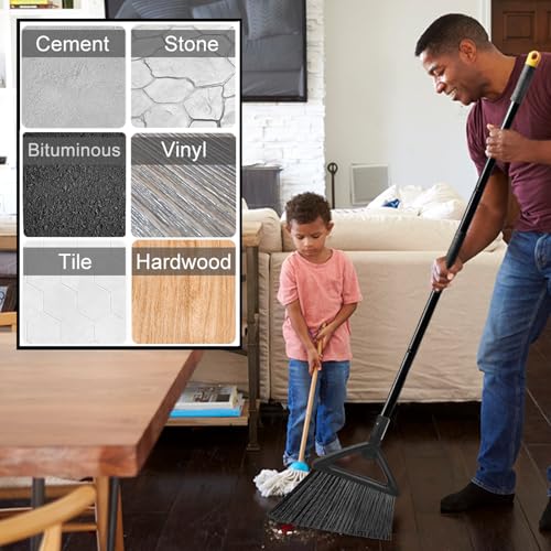 Heavy Duty Commercial Broom, 3 Pack Upgraded Angle Brooms for Sweeping Outdoor and Indoor, Perfect Black Brooms of House, Kitchen, Garage, Courtyard, Concrete - size: 3 * Black