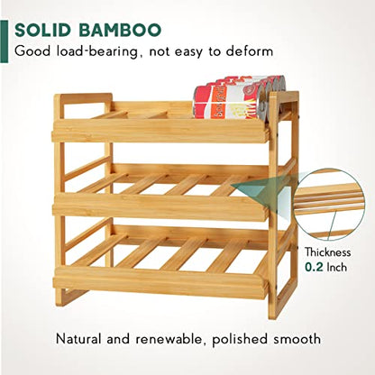 Yumkfoi Bamboo Can Organizer for Pantry, 3 Tier Stackable Can Storage - style: For 36 cans with three tiers design