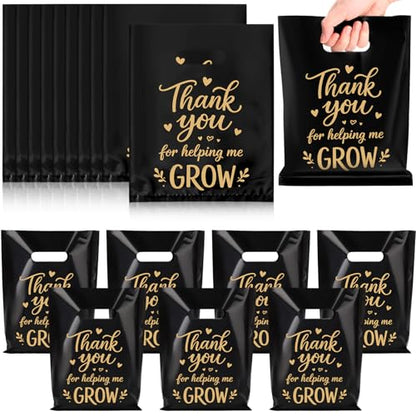 Kolldenn 50 Pcs Black Employee Appreciation Gift Bags Bulk - color: Black, style: Thank You for Helping Me Grow