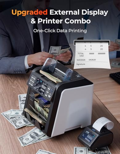 MUNBYN IMC23 Money Counter Machine Mixed Denomination with Reject Pocket