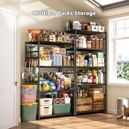 DurayLoly Heavy Duty 5-Tier 500LBS Garage Shelving Unit with Hooks, Black - size: 23.6" W x 13.8" D x 72.4" H (5T)