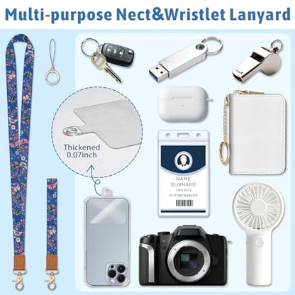 Flowers Butterfly Lanyard Wallet with ID Badge Holder, Small RFID Keychain - color: Butterfly Flower