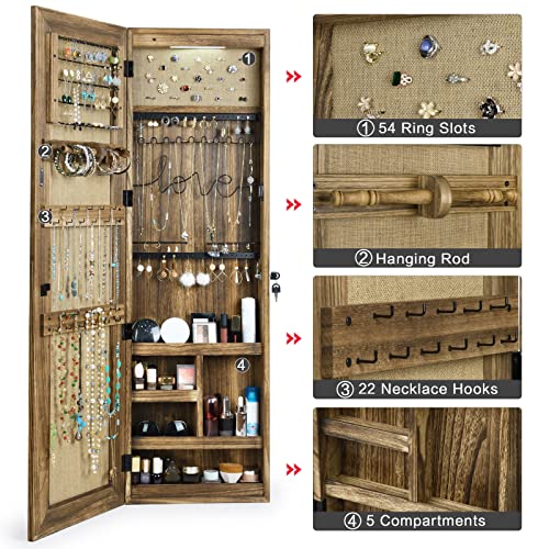 SRIWATANA Jewelry Cabinet with Mirror, Lockable Door, Carbonized Black - color: carbonized black