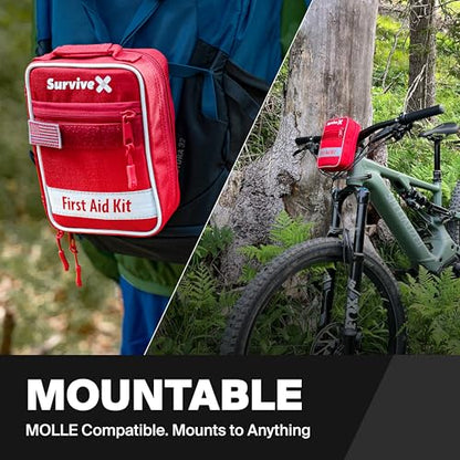 SurviveX Small First Aid Kit, Emergency Kit for 1-2 People