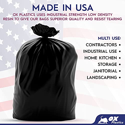 Ox Plastics Trash Can Liners Bags - 42 Gallon Capacity & 3mil Thick Extra Heavy Duty Strength - Large Garbage, Leak-Proof & Durable, House & Commercial Use Bags Black 37 X 43 (25 Count) - color: Black, size: 1 Count (Pack of 25)