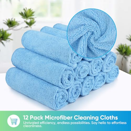 HOMEXCEL Blue Microfiber Cleaning Cloth, Microfiber Towels for Car, 12 Pack - color: Blue