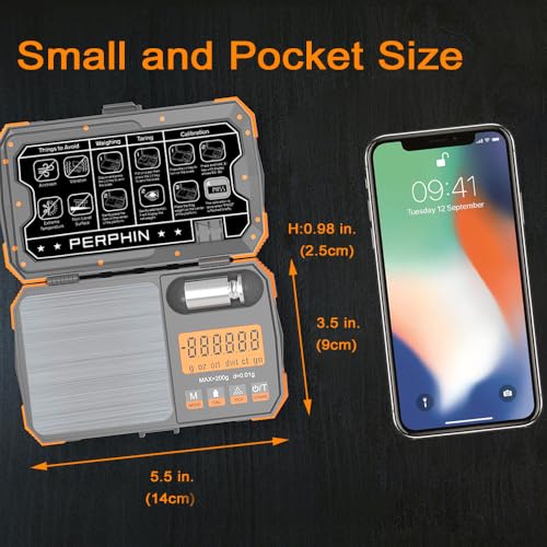 Pocket Scale, Dual Powered, Precision Gram Scale with Zipper Case - color: Orange