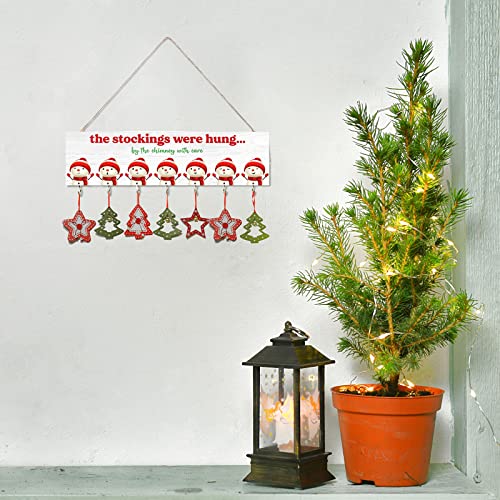 Maitys Christmas Stocking Holder with 7 Hangers Wooden Organizer, Snowman - style: Snowman