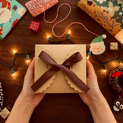 WEWILUCK Small Brown 4x4x4 Gift Box with Lid & Ribbon, 10 Pack Foldable Box - color: Brown, size: Medium 4"x4"x4" (10 Pack)