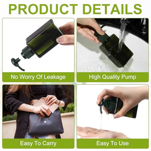 Domensi 24 Pcs 3.4 oz Pump Bottle Mini Travel Bottles, Dark Green - color: Dark Green