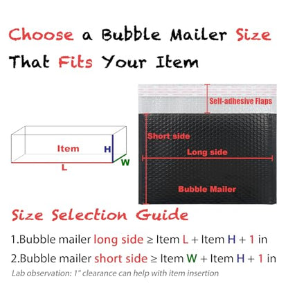 Black Bubble Mailers 10 x 7 + 2.36 Inch, 40 Per Box - size: 10"x7"+2.36"