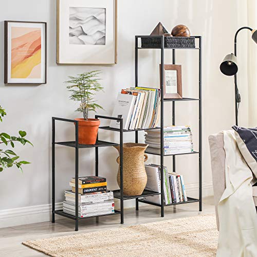 SONGMICS 3-Tier Storage Rack, Bathroom Shelf, Extendable Plant Stand - color: Black, size: 3 Tiers