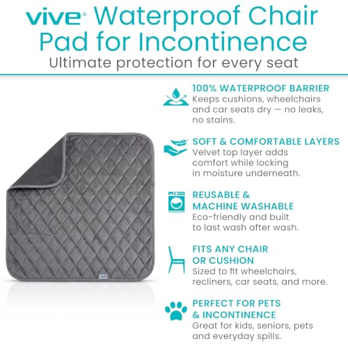 Sures Waterproof Chair Pads for Incontinence (22" x 21") - Washable - color: Gray, size: 1 Pack