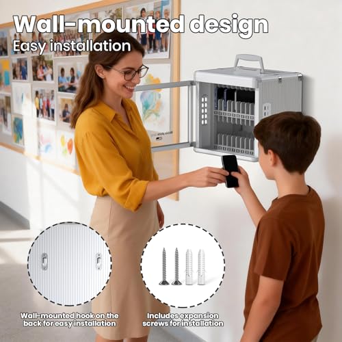 Glosen 24 Slots Cell Phone Locker with Key for Classroom, Phone Storage Box - size: 24slots