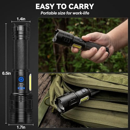 Flashlight Rechargeable 99,000 High Lumen - 7 Modes LED Flash Light with COB, Powerful Handheld Flashlight for Home, Camping(2 Pack)