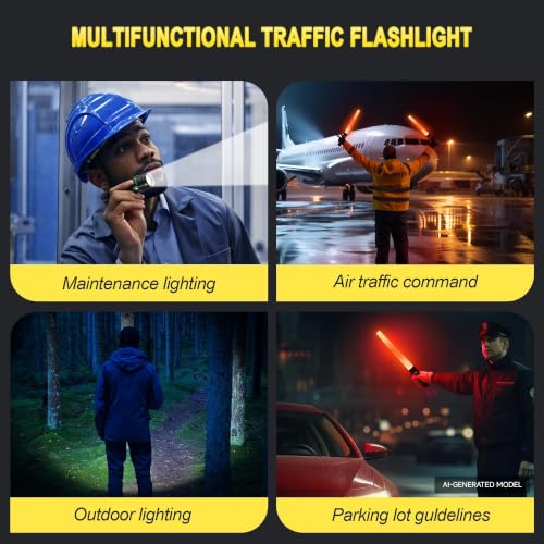 E-riding 4 Pack 16 Inch Traffic Flashlight Wand with 5 Flashing Modes - size: 16 Inch