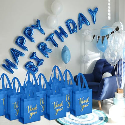 Sweetude 30 Thank You Non Woven Gift Bag, 10 x 8 x 4 Inch, Blue - color: Blue, size: 10 X 8 X 4 Inch