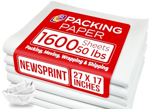Purple Papers White Bulk Packing Paper | 1600 sheets | 27" x 17" | 50 lbs | Sheets for Moving - Newsprint Paper - Must Have in Your Moving Supplies | Newsprint Papers | Packaging Paper - size: 27" x 17" (1600 Sheets)