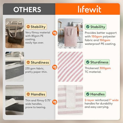 Lifewit 80L Large Laundry Baskets, Laundry Hampers Bags, 2 Pack, Pink&Blue - color: Blue-Pink, size: 80L