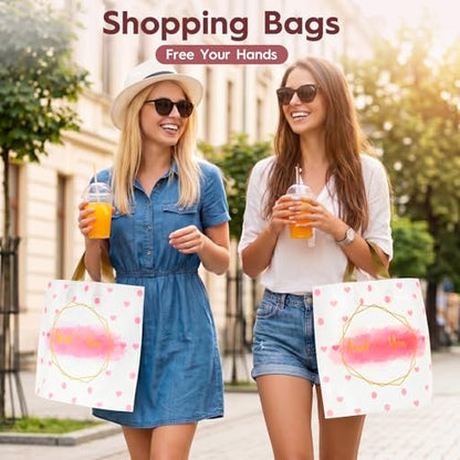 WAKAKO Plastic Thank You Shopping Bags, 12x15 Inch Retail Merchandise Gift Bags for Small Business Boutique, 60 Pack - size: 12 x 15 inches (Pack of 60)