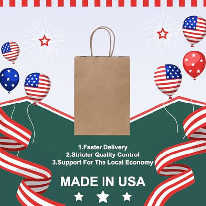 METRONIC Brown Paper Gift Bags 5.25x3.75x8 50Pcs,Gift Wrap Bag with Handles - color: Brown, size: 1 Count (Pack of 50)
