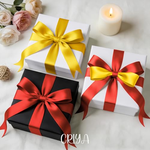 Ribbon for Eternal Flowers, 1-1/2 Inches X 2 Rolls Red Ribbon Set - color: Red Yellow