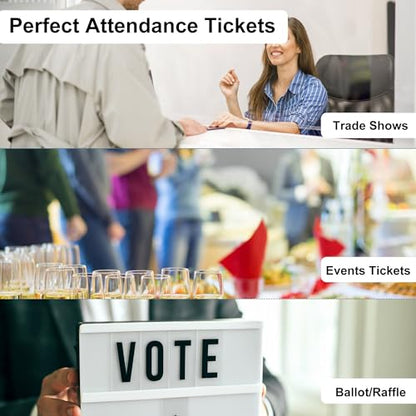 LLIKED 2000 White Raffle Tickets 1" x 2" Admit One Single Roll - size: 2000 White