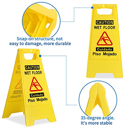 CERLMLAND wet floor signs 4 piece double-sided sign clear identification - size: 4-Pack