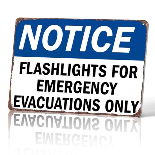 Notice Flashlights For Emergency Evacuations Only Aluminum Metal Sign, 8X12 Inch, For Office Building Commercial Property Public Area