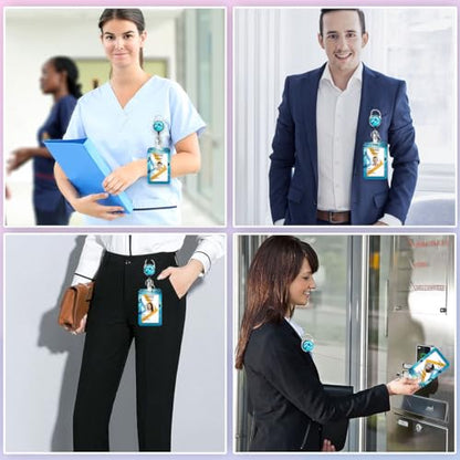Cute Sea Turtle ID Badge Holder with Lanyard and Retractable Badge Reel - color: Sea Turtle