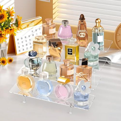 4 Tier Acrylic Display Riser Stand, Clear Perfume Organizer, Cupcake Stand