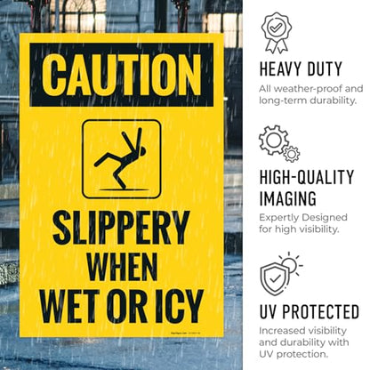 Caution Slippery When Wet Or ICY Sidewalk Sign Kit, (SI-76037) - size: 24x36 Inches, style: 2 Pack - Replacement Panels