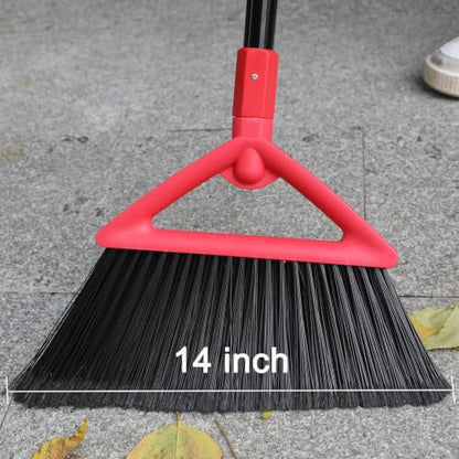 Heavy Duty Red Angle Broom with Long Handle - 4 Pack - color: 4pack Red