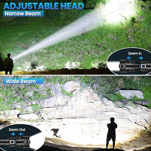 TELEMORE Rechargeable Flashlights High Lumens, Super Bright Flashlight Rechargeable with 5 Modes, IPX7 Waterproof Flash Light Adjustable, Powerful LED Handheld Flashlights for Home Outdoor Camping