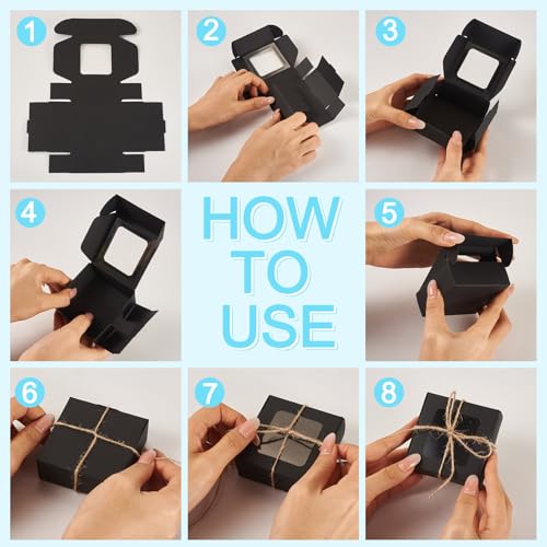 Craftdady 20pcs Small Square Brown Gift Boxes Party Favors Crafts Box with Jute String Folding Packing Boxes with Visible Window for Birthday Christmas Weddings 2.7"x2.58"x1.18" - color: Brown 2.7"x2.58"x1.18"