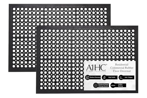 A1 Home Collections Anti Fatigue Mat, 0.6" Thick Heavy Duty Rubber Floor Mat with Drainage Holes - Non-Slip Kitchen, Bar & Restaurant Mat, 24x36 in (2 Pack) - size: 2 Pack - 24 x 36 Inches