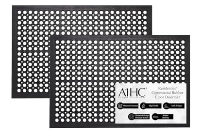 A1 Home Collections Anti Fatigue Mat, 0.6" Thick Heavy Duty Rubber Floor Mat with Drainage Holes - Non-Slip Kitchen, Bar & Restaurant Mat, 32x47 in (2 Pack) - size: 2 Pack - 47"L x 32"W x 0.6"Th