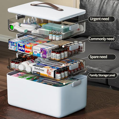 CTIME 4-Tier Medicine Organizer - Portable Medicine Cabinet with Handle - size: Extra Large 4-Tier