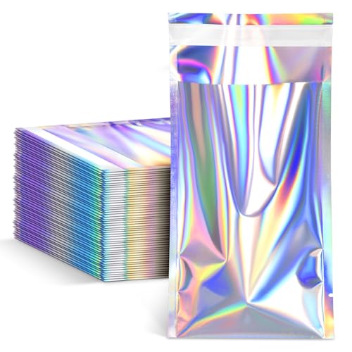 FUNFERY 4x6 in Holographic Mylar Poly Mailers Self Sealing Adhesive Bag - color: Holographic Self Adhesive-50P, size: 4x6 inch