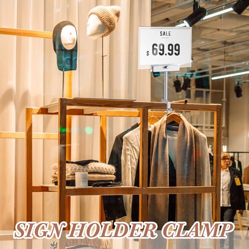 FoldTier 3 Set Aluminum Alloy Sign Holder Clamp with 5.5 x 7 Acrylic Frame - color: Silver, size: 5.5 x 7 Inches