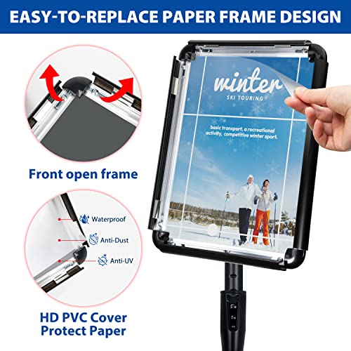 6Pack 11x17 Sign Holder Stand, Adjustable Floor Standing Sign Holder - color: Black, size: 11"x17"-6Pack